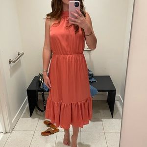 Salmon midi dress